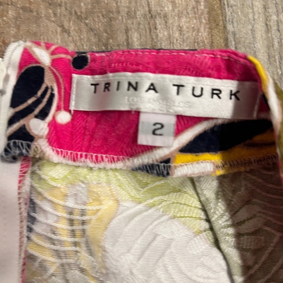 Trina Turk Pink and Green A-Line Mini Skirt Size 2 - Picture 2 of 5